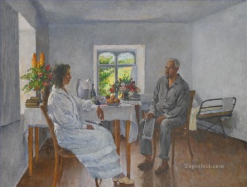 アルテック・イリヤ・マシュコフで休暇中のマルガリータ・イワノヴナとジノヴィ・ペトロヴィチ・ソロヴィエフ Oil Paintings